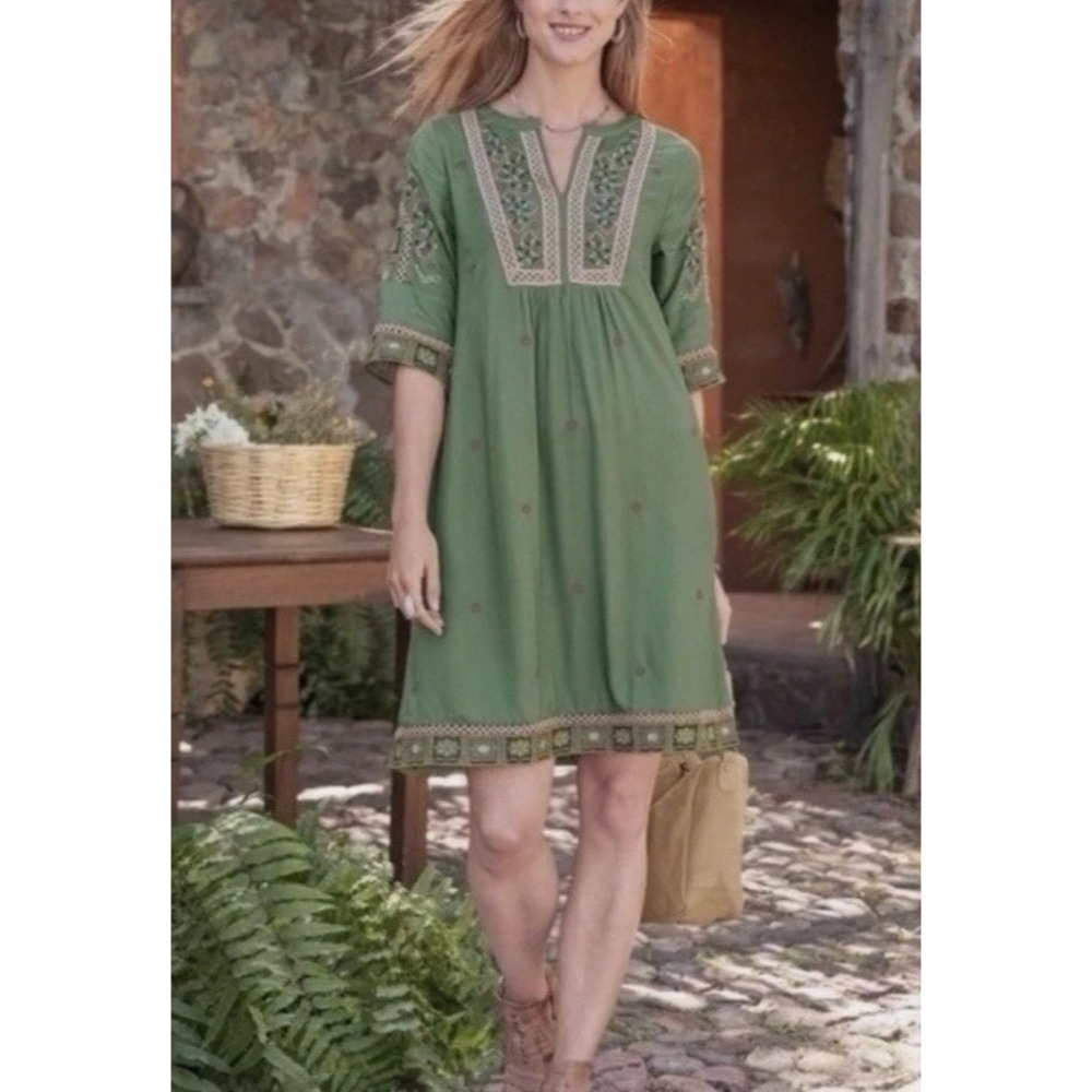 Sundance Lucienne Embroidered Floral Dress Women's Medium Boho